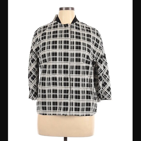 Akris Punto Jacket 14 NWT Monochromatic Check Jacquard Luxury Relaxed Cocoon - Picture 3 of 10